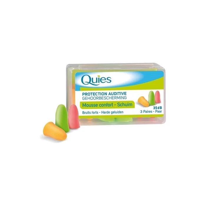 Quies Foam Earplugs Against Noise - 3 Pairs Skin Color