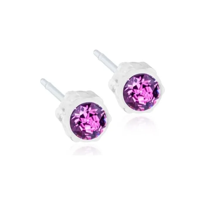 Blomdahl Amethyst 4mm Medical Plastic Earrings