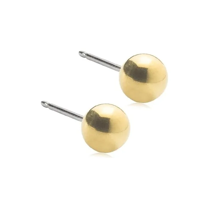 Blomdahl Hypoallergenic Gold Titanium Ball Stud Earrings 5mm