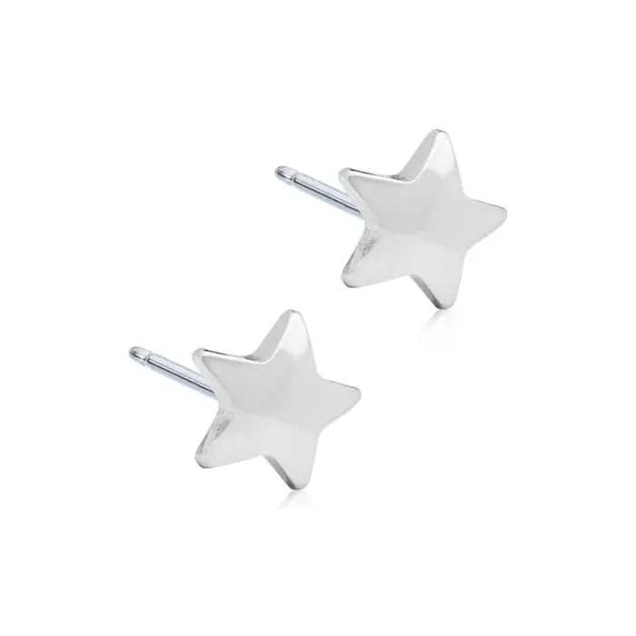 Blomdahl Hypoallergenic Silver Titanium Star Stud Earrings 8mm Silver