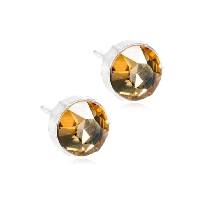 Blomdahl Nickel Free Medical Plastic 8mm Crystal Stud Earrings