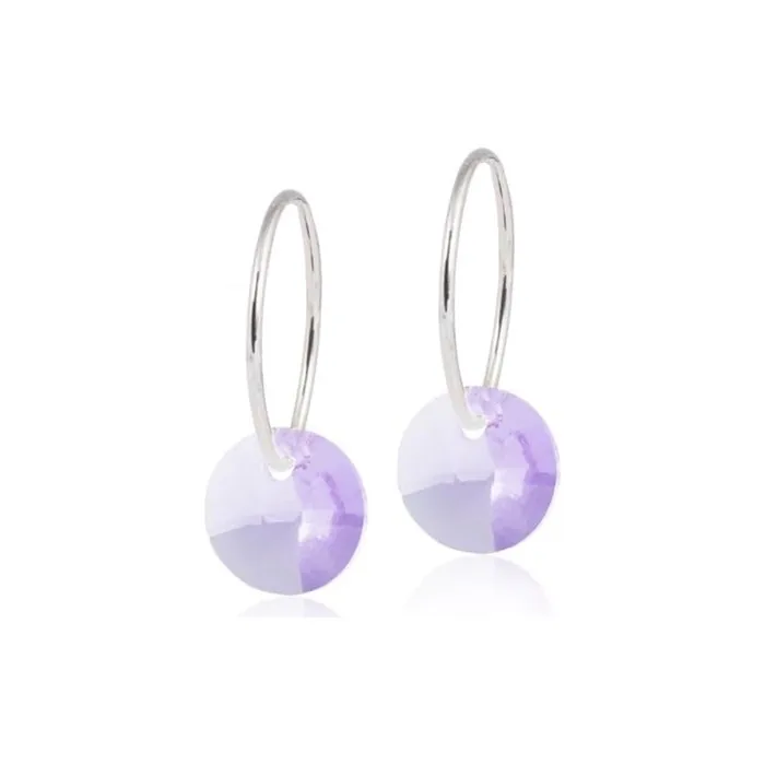 Blomdahl Hypoallergenic Natural Titanium Round Crystal Pendant Earrings