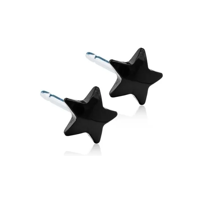 Blomdahl Hypoallergenic Black Titanium 8mm Star Stud Earrings
