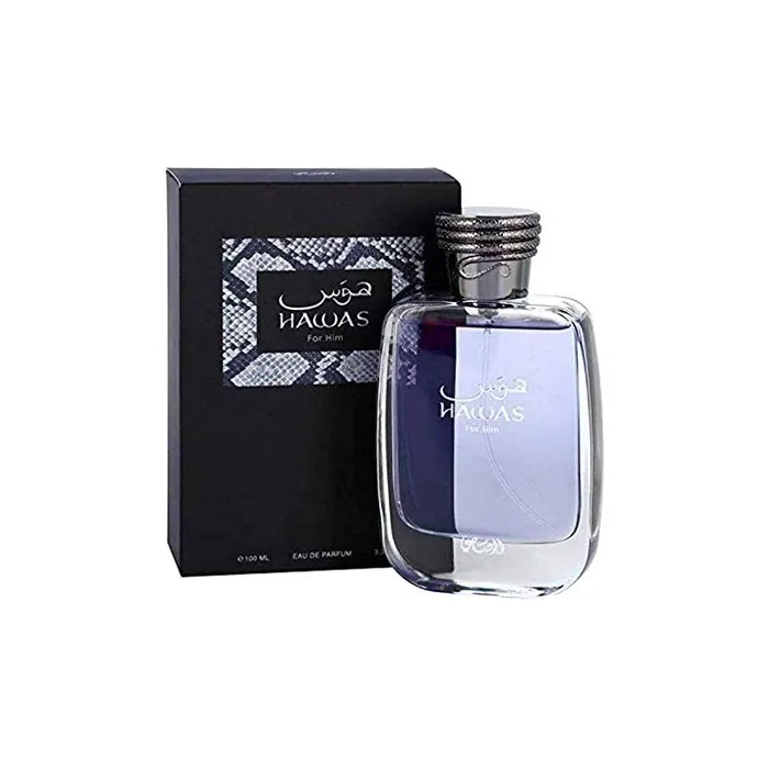 RASASI Hawas for Him Eau De Parfum 100ml - Cinnamon, Orange, Amber, Woody, Italian Citrus, Fruity, Sandal, Cedar, Musk, Ambergris