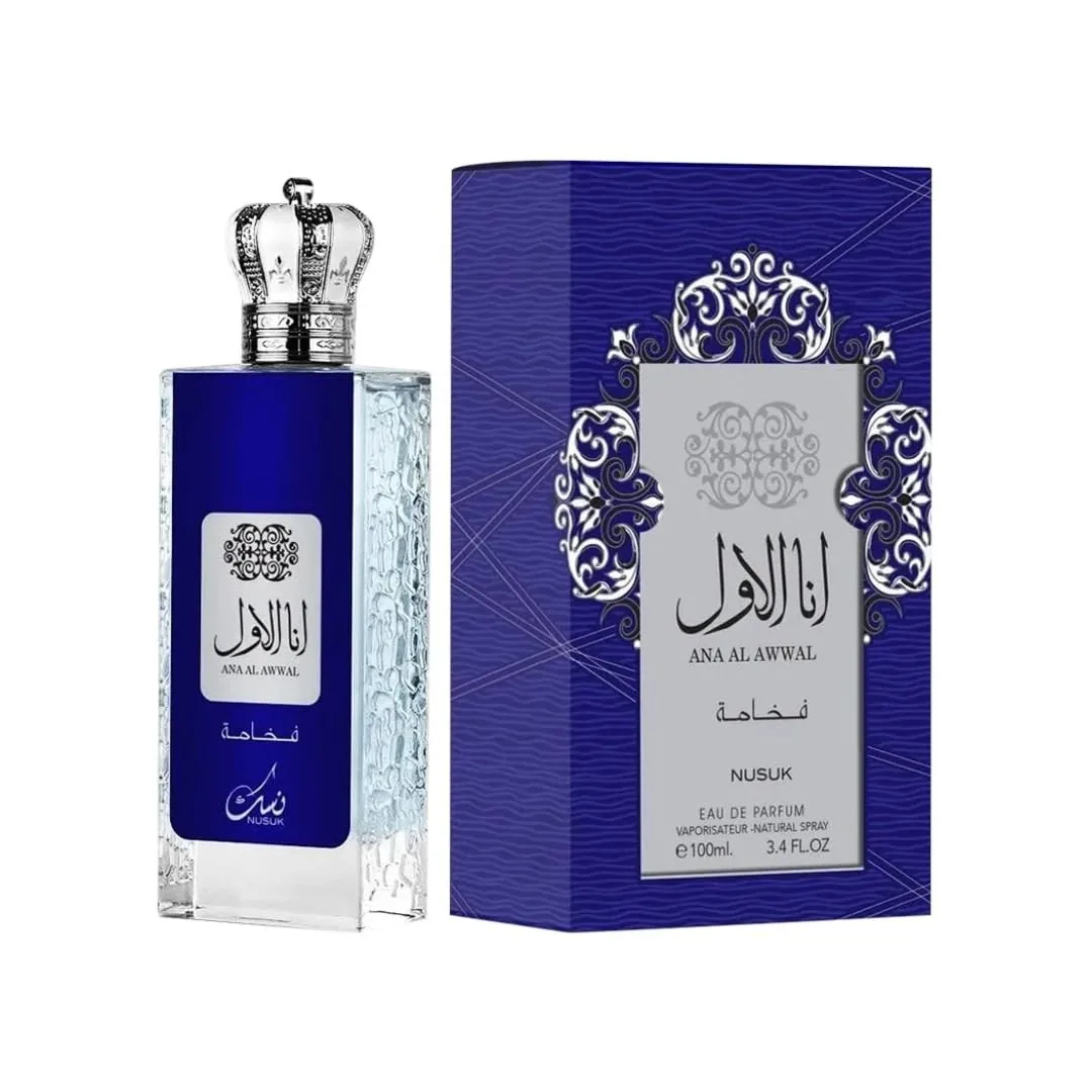 Ana Al Awwal Nusuk Eau de Parfum Spray for Man Unisex 100ml 3.4 fl.oz Delicious Fragrance Blue
