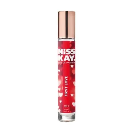Miss Kay First Love Eau De Parfum 25ml Fruity Floral Delicate Scent Bergamot Blackcurrant Jasmine Made In Italy 100 Vegan