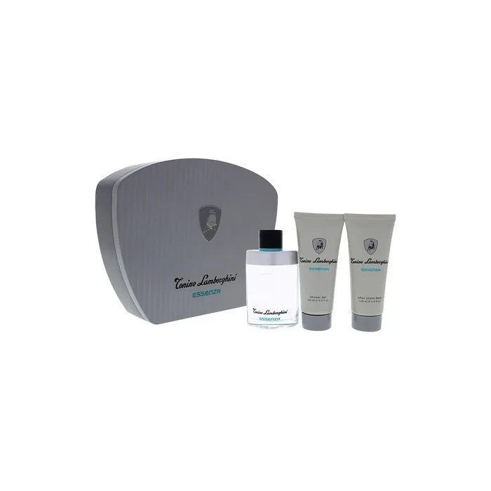 Tonino Lamborghini Essenza Gift Set for Men: Fragrance 125ml, Shower Gel 150ml, and Aftershave Balm 150ml in Metal Tin