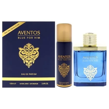 Fragrance World Aventos Blue for Men Gift Set 3.4oz EDP Spray & 1.7oz Body Spray