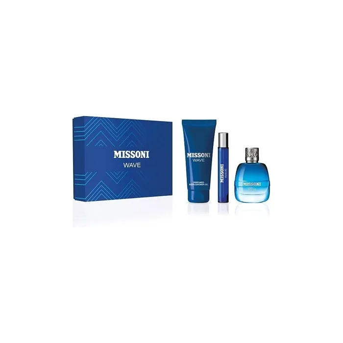 Missoni Wave Pour Homme Eau De Toilette 100ml, Eau De Toillete 10ml, and Shower Gel 150ml