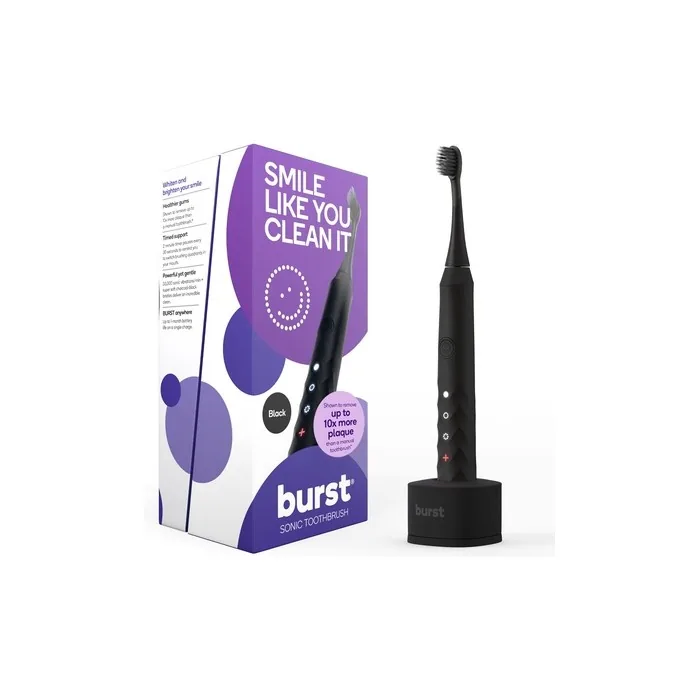 Burst Original Sonic Electric Toothbrush for Adults Black - Soft Bristle Deep