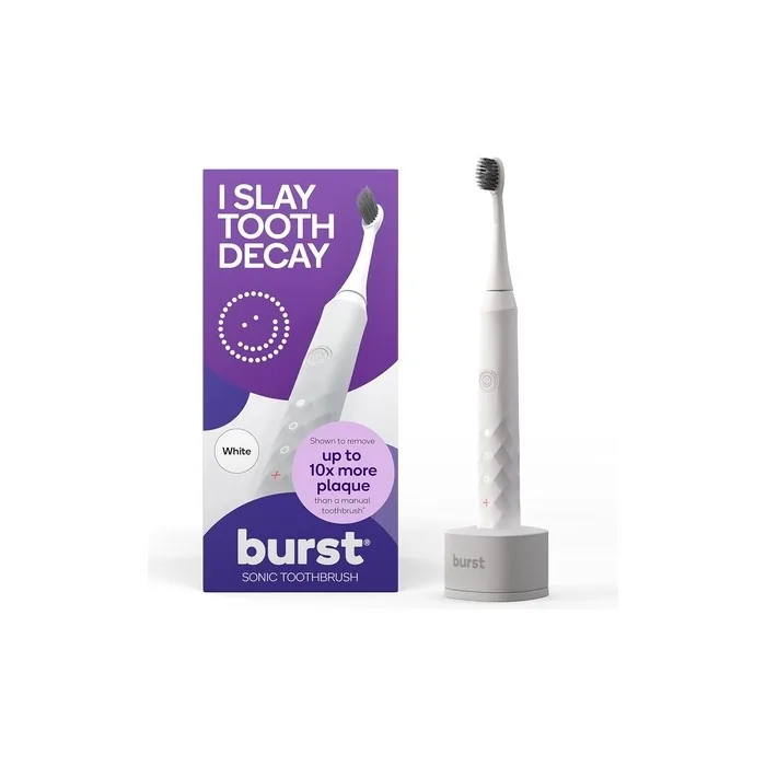Burst Oral Care Electric Toothbrush with Charcoal Toothbrush Head - White