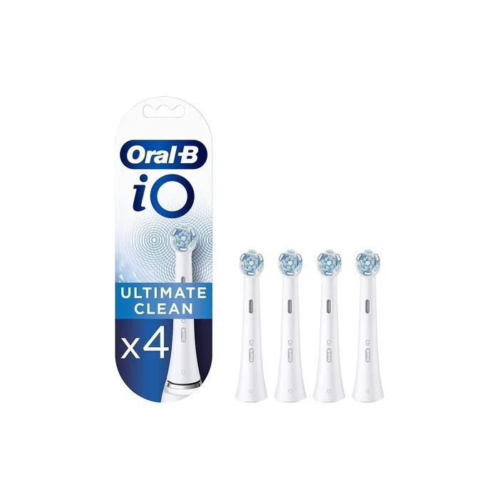 Oral-B iO Ultimate Clean Electric Toothbrush Head Twisted & Angled Bristles for Deeper Plaque Removal 4 Toothbrush Heads White