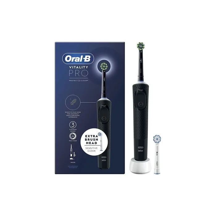Oral-B Vitality Pro Electric Toothbrush with 2 Brush Heads and 3 Modes - Black