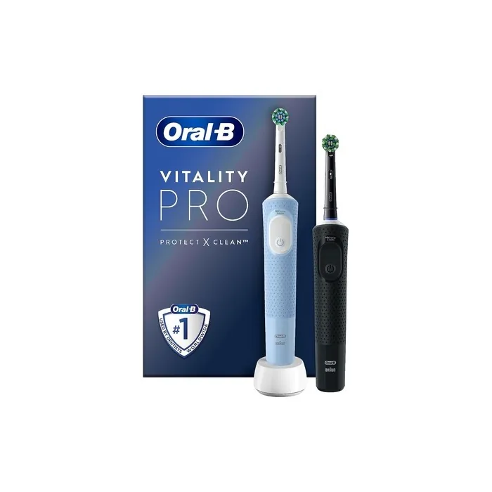 Oral-B Vitality Pro Electric Toothbrush with 2 Brush Heads 3 Cleaning Modes for Dental Care Gift for Men/Women Designed by Braun Black/Blue