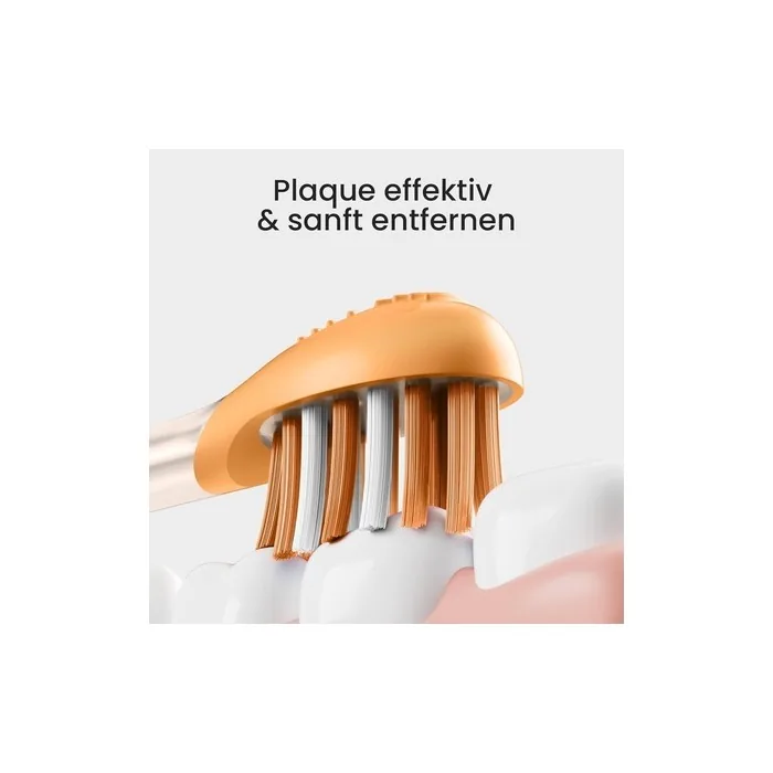 Oclean Easy Clean Electric Toothbrush Heads 2 Pack - Soft Rubber with Diamond-Shaped Bristles, Includes Tongue Cleaner, Orange