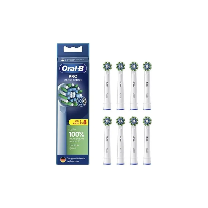 Oral B Cross Action White Eb50 Replacement Brush Heads 8 Pieces