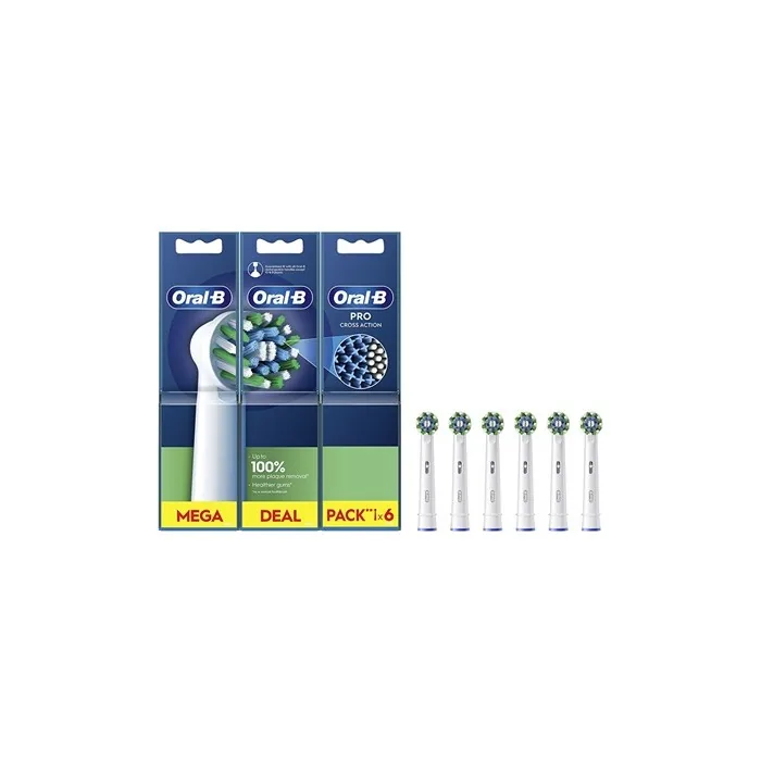 Oral B Cross Action White Eb50 Replacement Brush Heads 6 Pieces