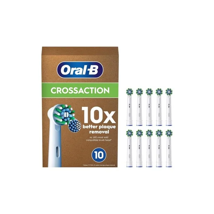 Oralb Pro Cross Action Electric Toothbrush Head Xshape And Angled Bristles For Deeper Plaque Removal 10 Toothbrush Heads White