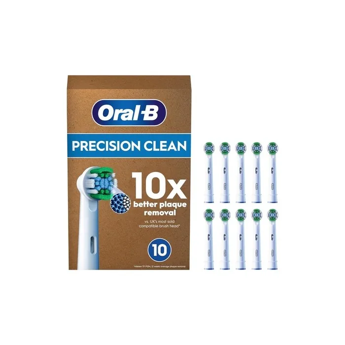 Oral-B Pro Precision Clean Electric Toothbrush Head X-Shape and Angled Bristles for Deeper Plaque Removal 10 Toothbrush Heads White 10 Count