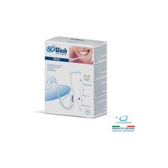 SoWash Trio Water Flosser - Faucet Powered, Clinically Tested, White