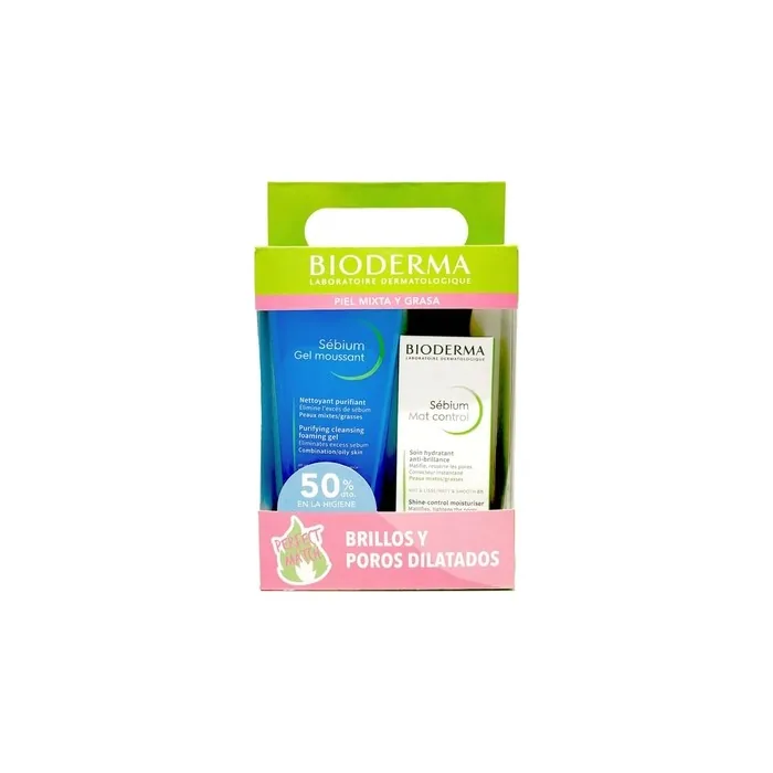 Bioderma Shine And Enlarged Pores Pack Sebium Foaming Gel 200ml And Sebium Mat Control 30ml
