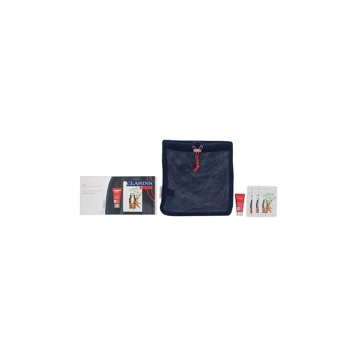 Clarins Men 3 Piece Gift Set Energizing Gel 5ml Double Eye Serum 3ml Pouch