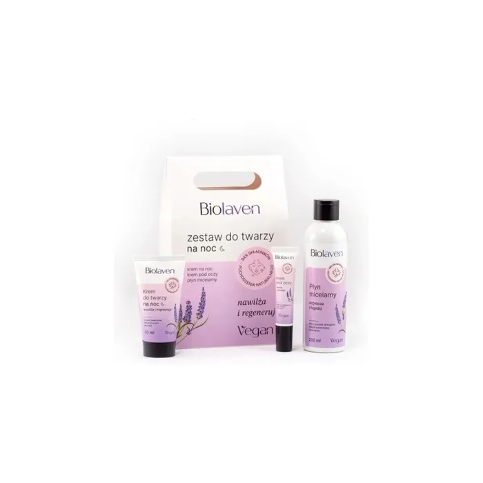 Biolaven Nighttime Essentials Set 50ml Hydrating Face Cream 15ml Rejuvenating Eye Cream 200ml Soothing Micellar Water