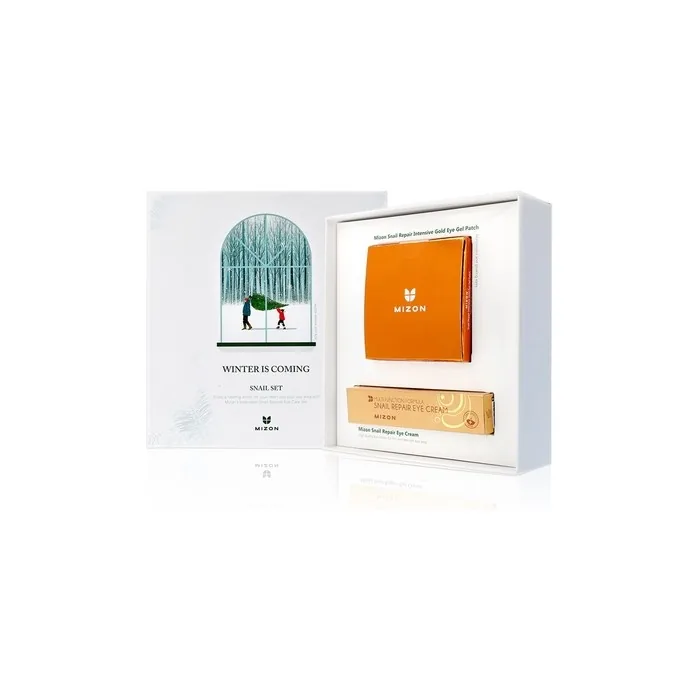 MIZON Eye Skincare Set Special Winter is Coming Set Eye Cream and Undereye Patches Wrinkle Care Skin Elasticity Moisturizing for Dark Circles and Eye Bags Snail Set