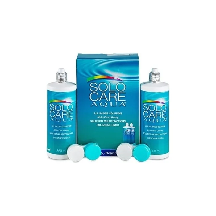 Menicon SoloCare AQUA Multi-Purpose Solution with HydroLock Hydration and MicroBlock Protection 360ml - Pack of 2