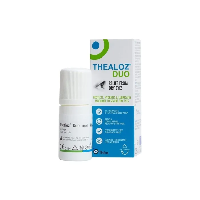 Thealoz Duo Eye Drops Hypotonic Solution for Enhanced Relief and Protection from Dry Eyes 10ml White