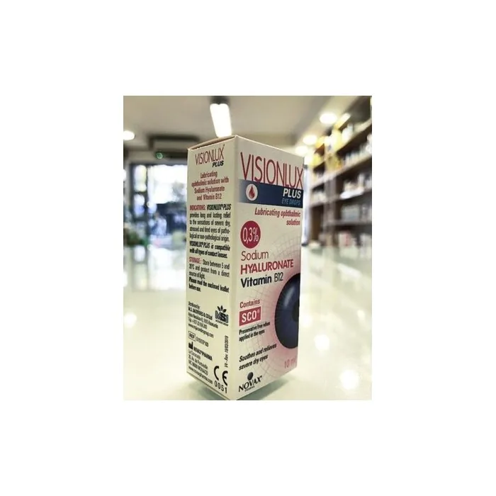 Visionlux Ophthalmic Lubricant Solution with Sodium Hyaluronate + VIT B12 & B5 10ml
