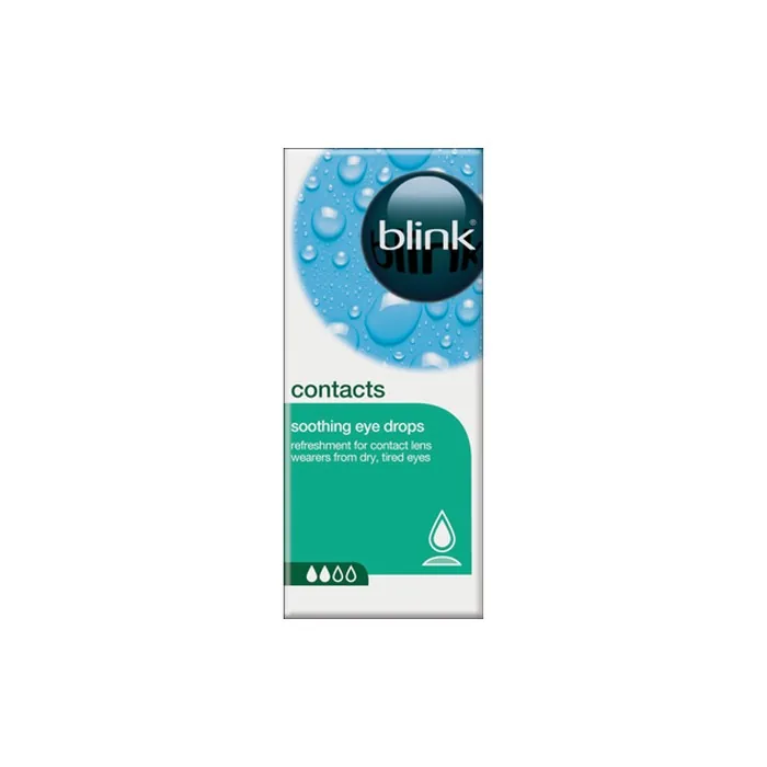 Bausch + Lomb Blink Contacts Lubricating Eye Drops 10ml - Hyaluronate Hydration for Dry Lens Relief and All-Day Comfort