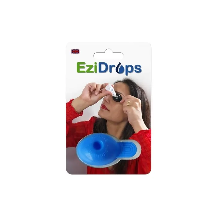 EziDrops Eye Drop Dispenser Aid Easy Eye Drop Applicator for Nozzle Head Bottles Safe & Easy Vision Care Blue