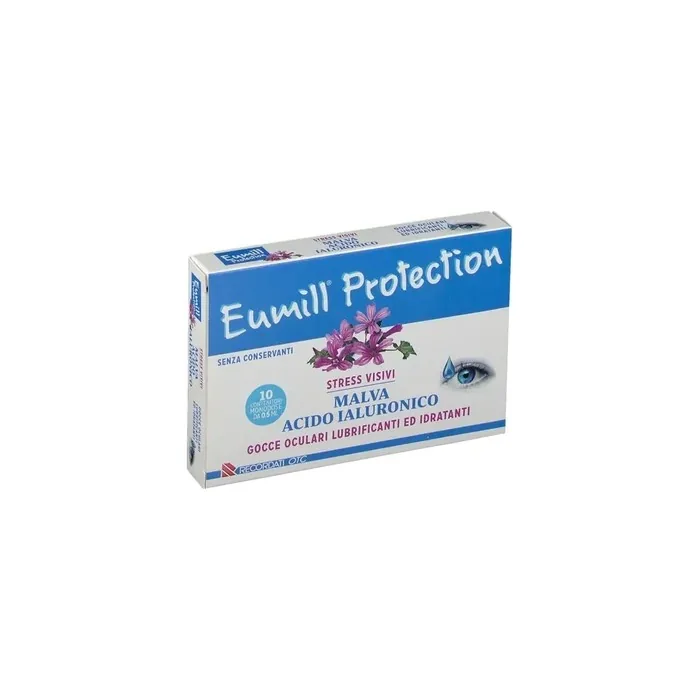 Recordati Eumill Protection Eye Drops Lubricating And Hydrating 10 Singledose Bottles