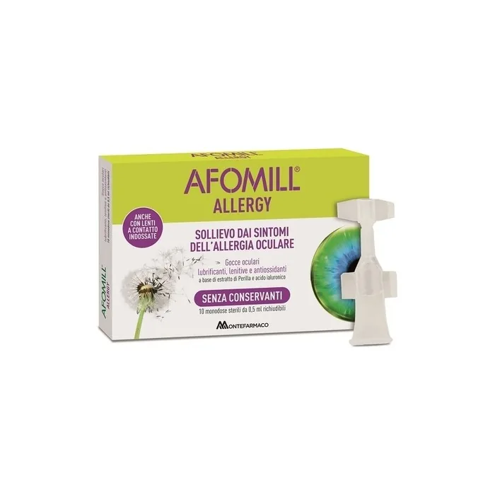 Afomill Allergy Eye Drops for Allergies and Redness 10 Single-Dose Vials 0.5ml