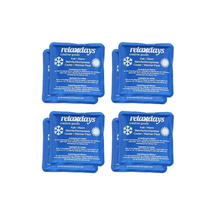 Relaxdays Hot and Cold Gel Packs Set of 8, 11 x 11 cm, Reusable, Blue