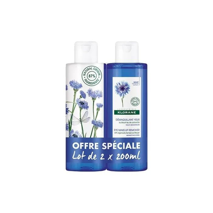 Klorane Eye Make-Up Remover with Cornflower 200ml - Pack of 2