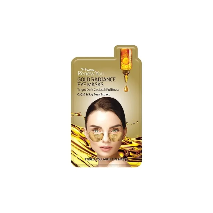 7th Heaven Renew You Gold Radiance Eye Masks Enriched with CoQ10 and Soybean Extract to Combat Dark Circles and Puffiness