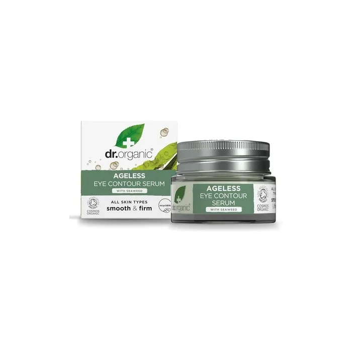 Dr Organic Ageless Eye Contour Serum with Organic Seaweed Moisturizing Fine Lines Wrinkles Natural Vegan Cruelty-Free Paraben & SLS-Free Recycle & Recyclable Certified Organic 15ml