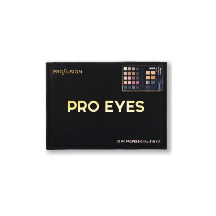 PROFUSION Pro Eyes 32 pc Professional Eye Kit - Eyeshadow, Brow Powder, Brushes