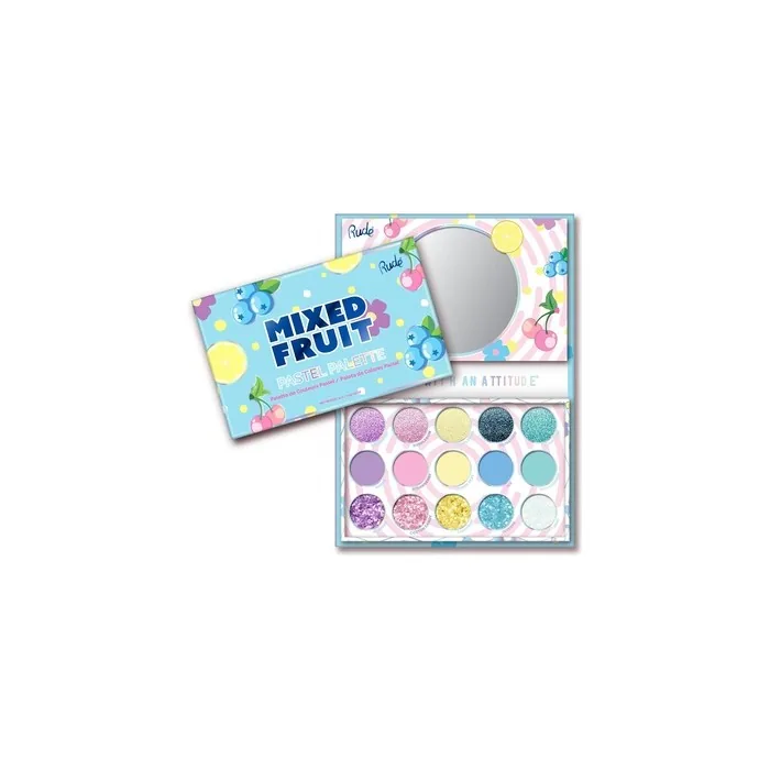 Rude Cosmetics Mixed Fruit Palette 15 Shades Matte Shimmer Glitter Finishes
