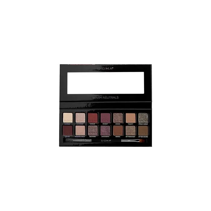 Sigma Beauty Warm Neutrals Eyeshadow Palette 14 Shades with Dual-Ended Brush EP022