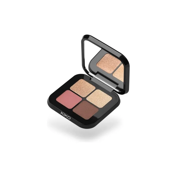 Kiko Milano Bright Quartet Eyeshadow Palette With Four Baked Eyeshadows For Wet And Dry Use Rosy Mauve Variations