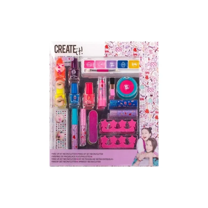 Create It! Make-Up Set for Girls Neon and Glitter 22 Pieces