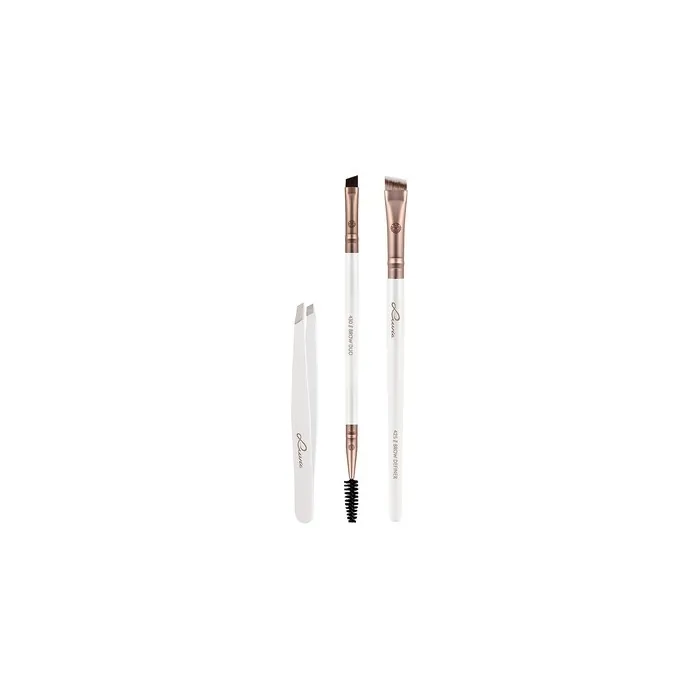 Luvia Prime Brow Kit Brush Set with Tweezers and 3 Vegan Cosmetic Brushes