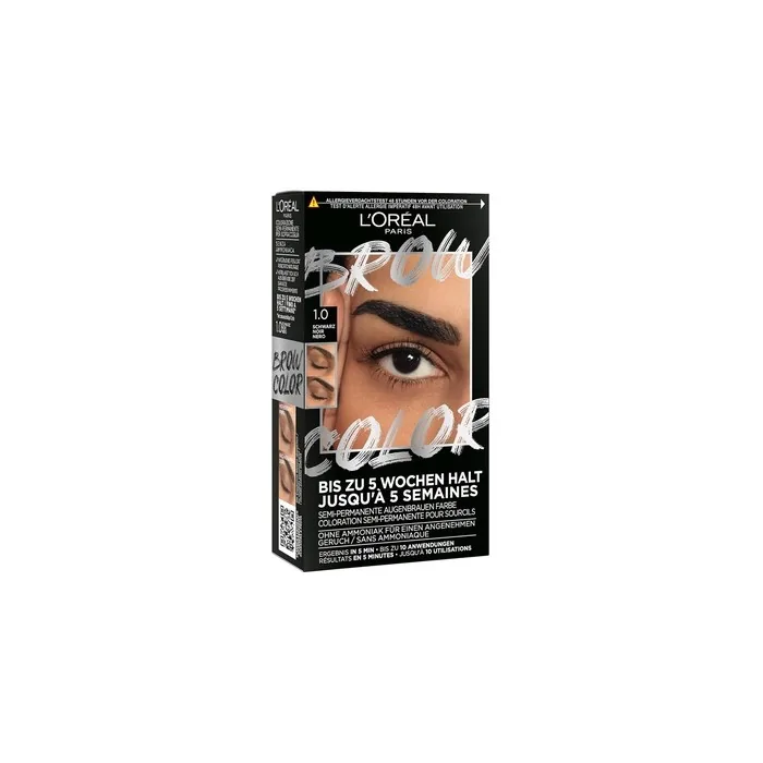 L'Oréal Paris Eyebrow Color for a Radiant and Perfectly Groomed Look Ammonia-Free Eyebrow Color Brow Color 1.0 Black