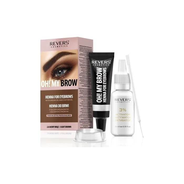 Light Brown Eyebrow Color 2.0 with Argan Oil and Castor Oil Omega 6, Carotene, Vitamins A, E, F Natural Result Lasts up to 4 Weeks 15+ Applications