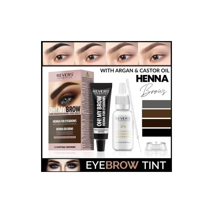 Henna Eyebrow Eyelash Color Permanent Brow Color Cream Brown Black Complete Set