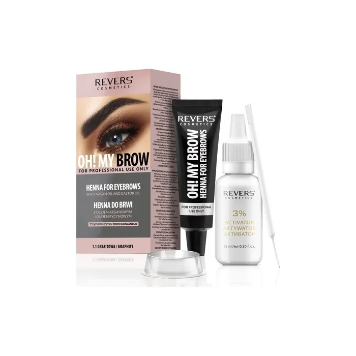 OH MY BROW Eyebrow Tint Bio Professional Formula Graphite Gray 1.1 with Argan Oil & Castor Oil