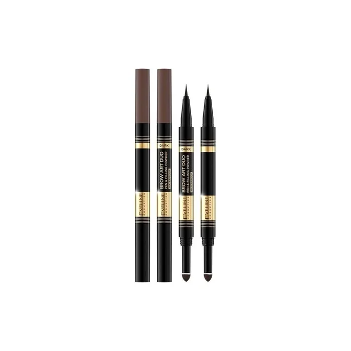 Eveline Cosmetics Brow Art Duo 2-In-1 Brow Pen and Powder - Dark
